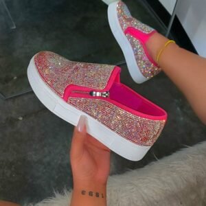 Chaussures décontractées plates à strass, grande taille, à une seule pédale, style « lazy shoes »
