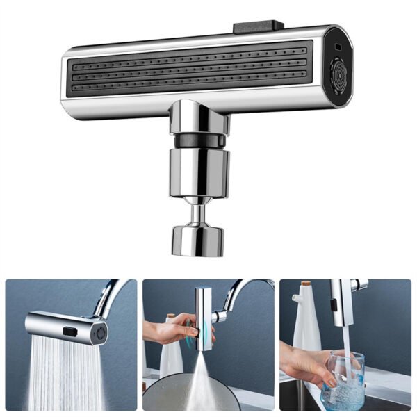 Robinet de cuisine à bec cascade, anti-éclaboussures, universel, pivotant, avec diffuseur multifonction et rallonge pour buse d'eau – Accessoires de cuisine