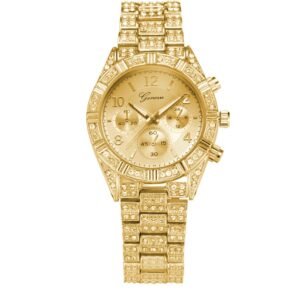 Montres-bracelets analogiques pour femme en cristal de quartz – Mode – Acier inoxydable – Genève – Montres de luxe pour homme et femme – Montres de sport