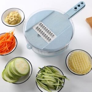 Mandoline 8 en 1 : coupe-légumes, éplucheur de pommes de terre, râpe à carottes et oignons avec passoire, coupe-légumes, accessoires de cuisine
