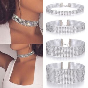 Collier ras-du-cou tendance pour femme, entièrement orné de strass, bijoux de mariage, colliers ras-du-cou pour femmes