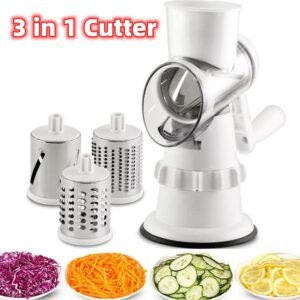 Coupe-légumes 3 en 1 – Accessoires de cuisine manuels : râpe, coupe-légumes, hachoir rond, mandoline, râpe à pommes de terre – Ustensiles de cuisine pour la maison – Gadgets de cuisine