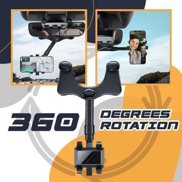 Support de téléphone pour rétroviseur de voiture, pivotant et rétractable. Support de téléphone multifonctionnel à 360°, adapté à tous les téléphones portables et à tous les modèles de voiture.