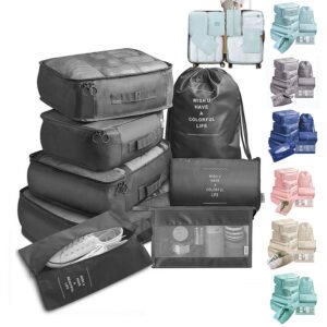 Lot de 8 sacs de rangement pour valise : sacs de rangement de voyage pour vêtements, sous-vêtements et chaussures – cubes de rangement