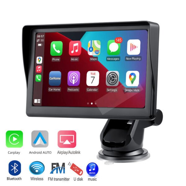 Écran intelligent pour voiture IPS 7 pouces, CarPlay sans fil, projection de l'écran du téléphone portable, navigation