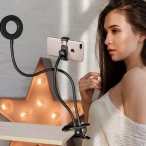 Anneau lumineux LED pour selfies, éclairage de maquillage réglable en direct – Pied de 8 cm