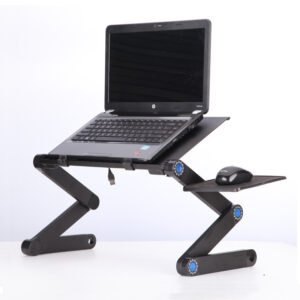 Support de table pour ordinateur portable, design ergonomique pliable et réglable, bureau pour ordinateur portable, ultrabook, netbook ou tablette, avec tapis de souris