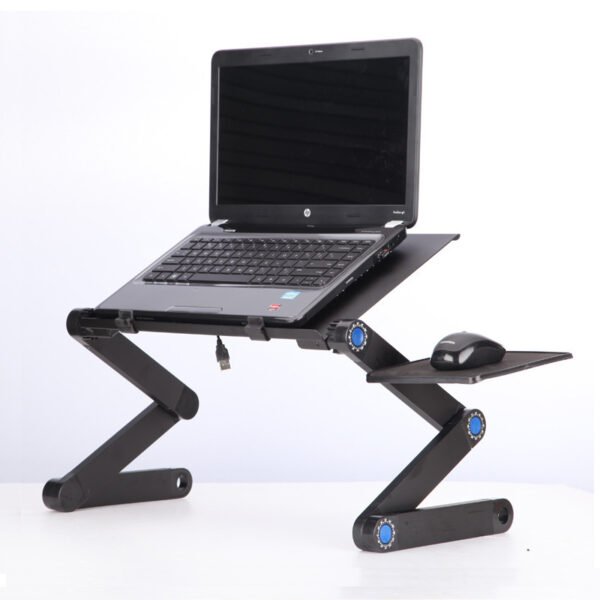 Support de table pour ordinateur portable, design ergonomique pliable et réglable, bureau pour ordinateur portable, ultrabook, netbook ou tablette, avec tapis de souris