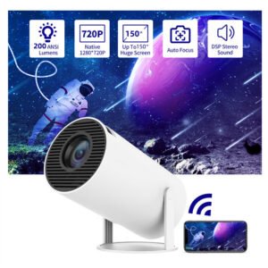 Projecteur portable – Petit projecteur à faisceau droit pour usage domestique – Angle de projection de 180 degrés – Mise au point automatique – Projecteur vidéo domestique