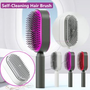 Brosse à cheveux autonettoyante pour femmes : nettoyage d'une simple pression, lutte contre la chute des cheveux, massage du cuir chevelu par coussin d'air, peigne anti-statique