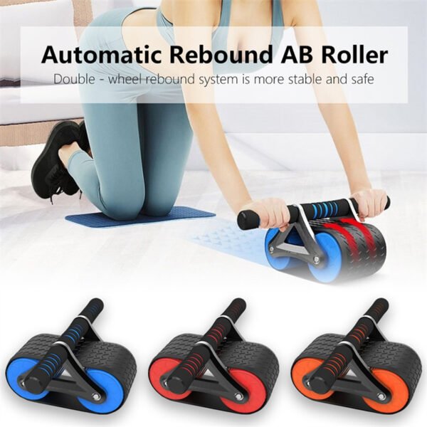 Appareil d'entraînement abdominal à double roue pour femmes et hommes – Roue abdominale à rebond automatique – Rouleau d'entraînement pour la taille – Appareils de sport et de gymnastique pour la maison