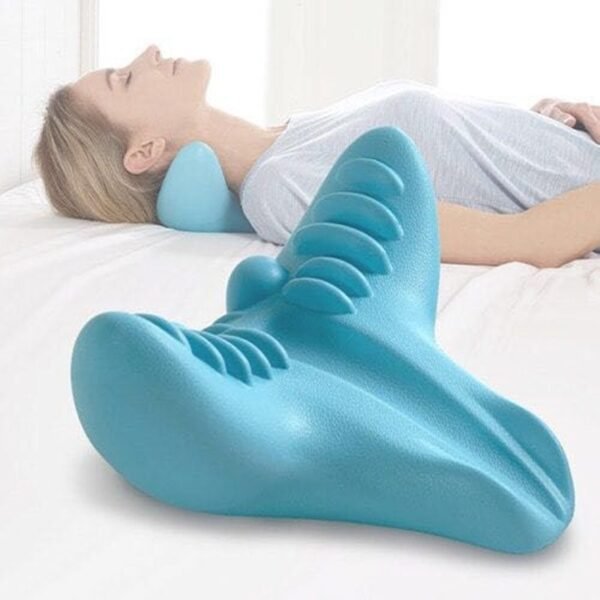 Oreiller de massage pour la colonne cervicale - Appareil de massage par acupression par gravité pour la nuque - Oreiller pour la colonne cervicale - Oreiller de massage pour la nuque et les épaules - Correcteur de traction à domicile
