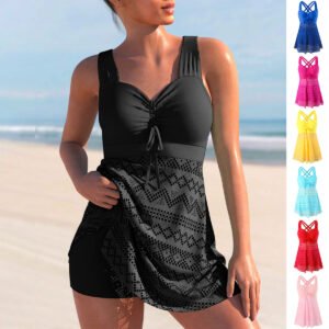 Version coréenne du maillot de bain une pièce en dentelle unie