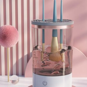 Outil de nettoyage pour pinceaux à paupières pour femmes – Nettoyeur électrique portable pour pinceaux de maquillage avec recharge USB – Pinceau cosmétique automatique