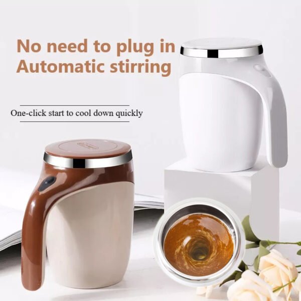 Modèle rechargeable, tasse à café avec agitateur automatique, tasse électrique à agitateur d'excellent rapport qualité-prix, « Lazy Milkshake », tasse à eau rotative à aimant