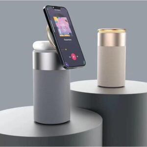 Chargeur sans fil multifonction 3 en 1 pour iPhone et AirPods, enceinte Bluetooth portable avec lampe tactile, pour la maison et le bureau