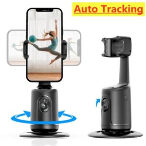 Stabilisateur à suivi facial automatique à 360°, stabilisateur intelligent à IA avec suivi facial, support automatique pour smartphone, stabilisateur pour vidéos, vlogs et diffusions en direct, trépied