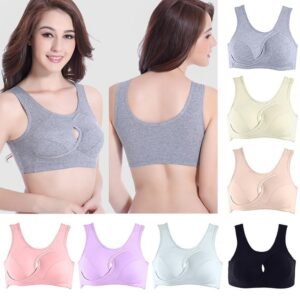 Soutiens-gorge pour femmes rondes, sous-vêtements en coton résistants aux secousses, hauts de nuit, lingerie sans armatures ni agrafes, avec rembourrage amovible