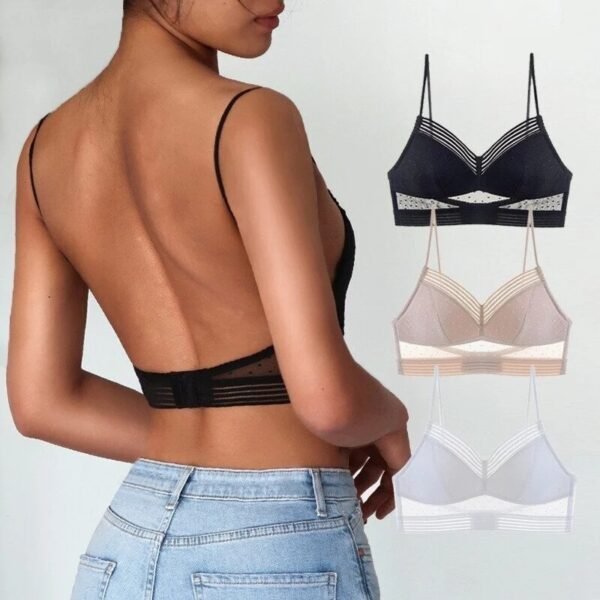 Soutien-gorge sans dos, bralette invisible, soutiens-gorge de mariage en dentelle fine, sous-vêtements à dos nu, soutien-gorge push-up pour femme, lingerie sans coutures, haut de soutien-gorge sexy
